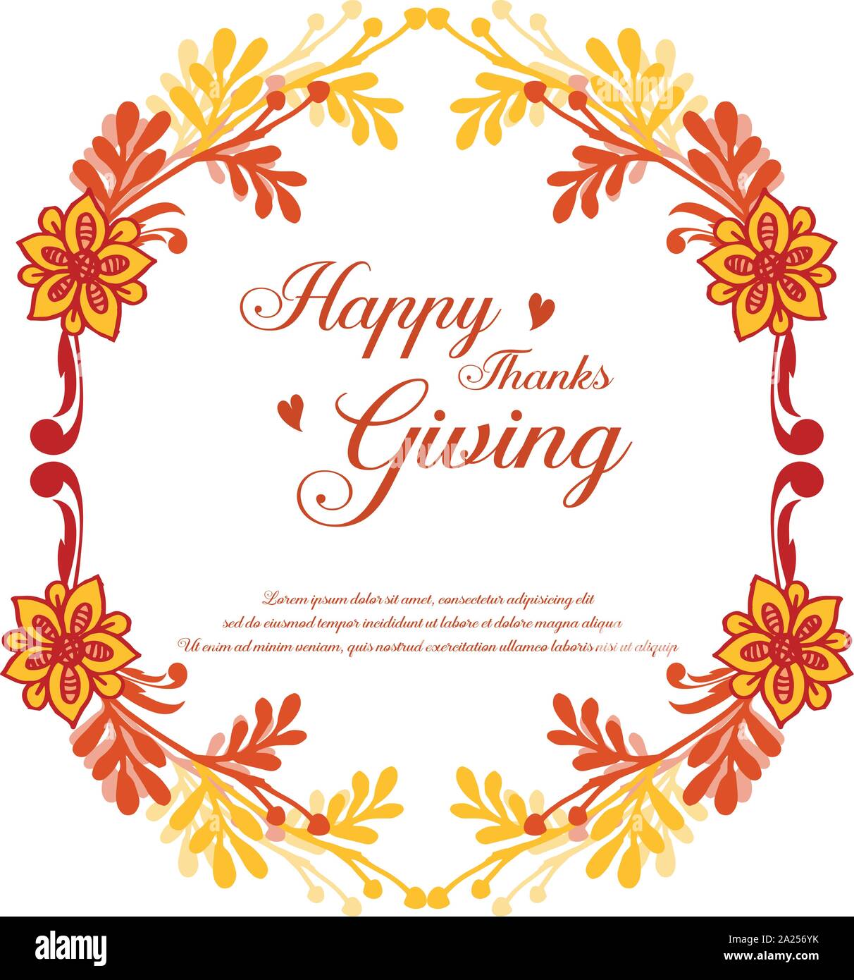Template for card thanksgiving, with plant of autumn leaves frame ...