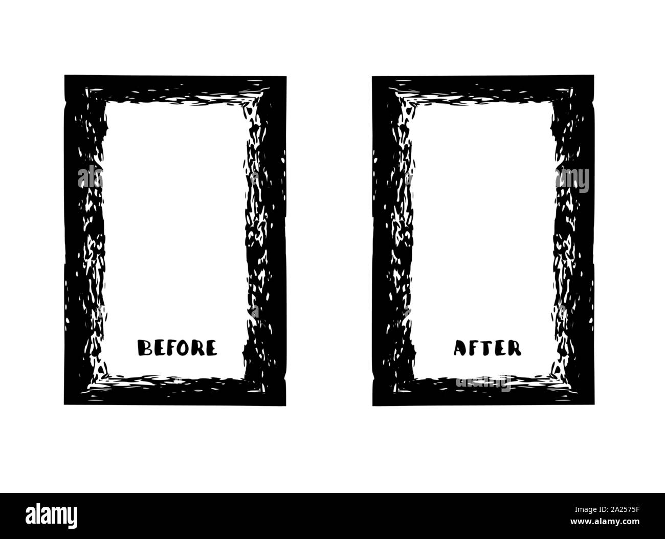 Before and After frames. Comparison banner with copy space. Vector illustartion Stock Vector