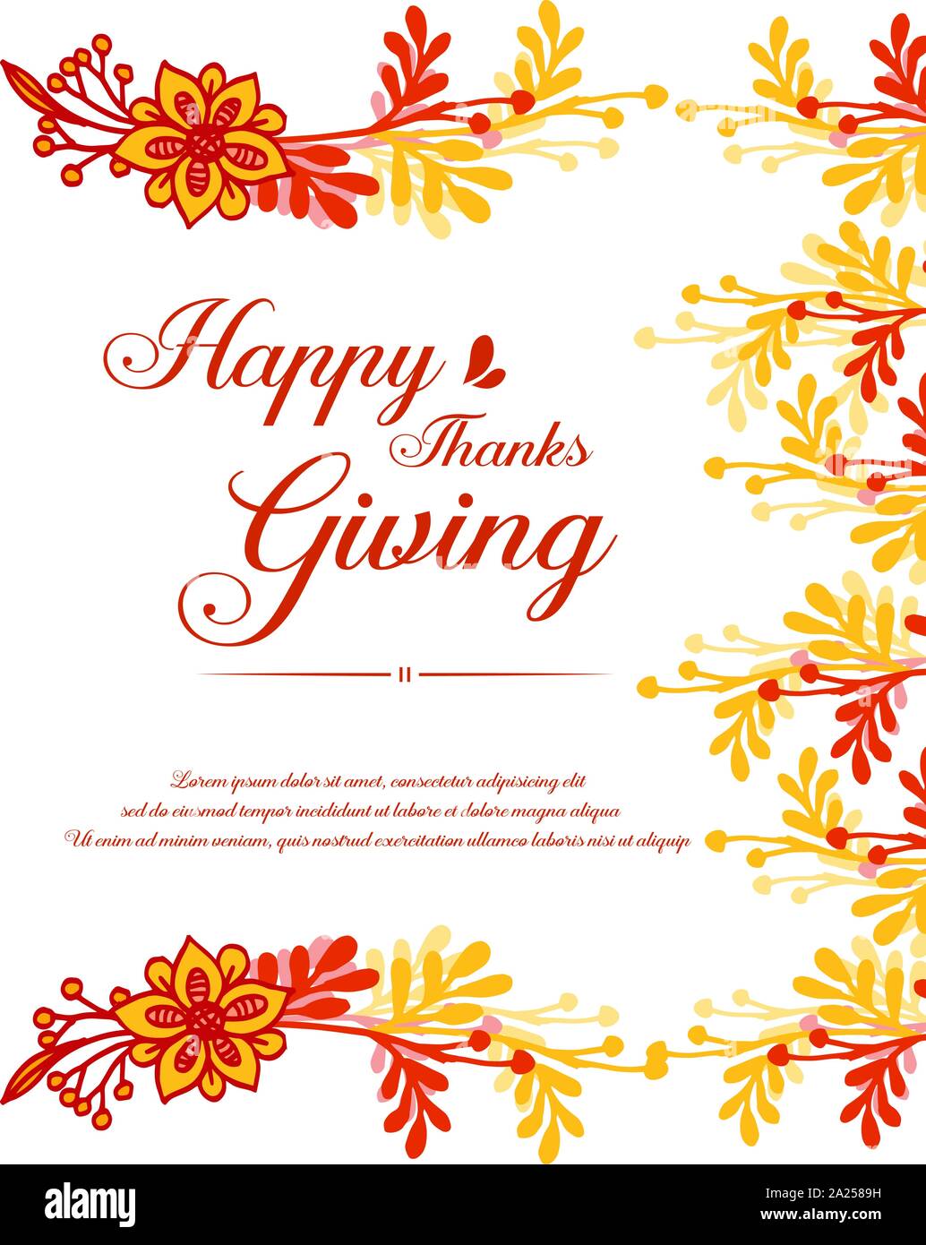 Lettering of thanksgiving, with vintage autumn leaf flower frame ...