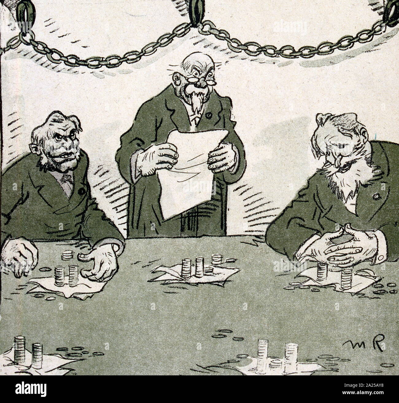 1909 French illustration depicting a group of bankers Stock Photo