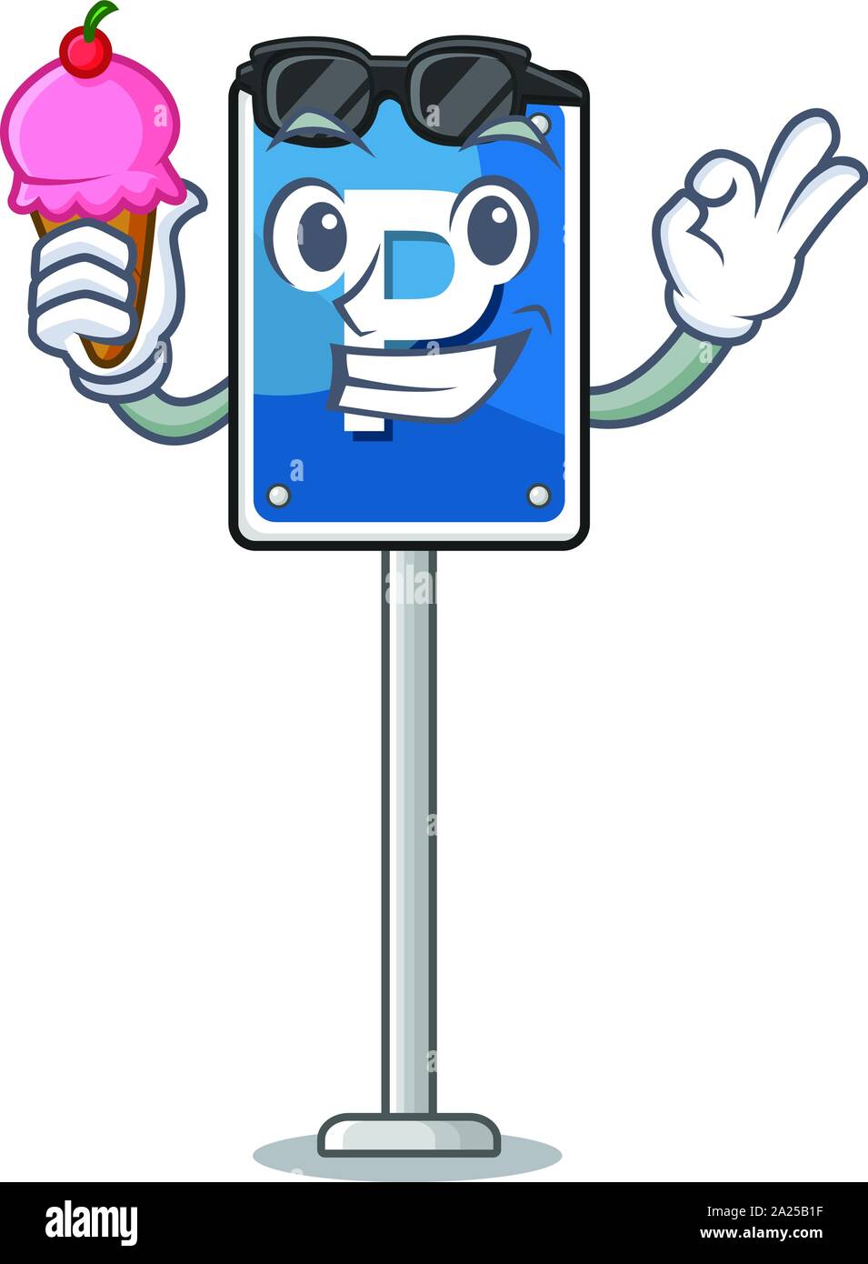 With ice cream toy parking sign on character table Stock Vector Image