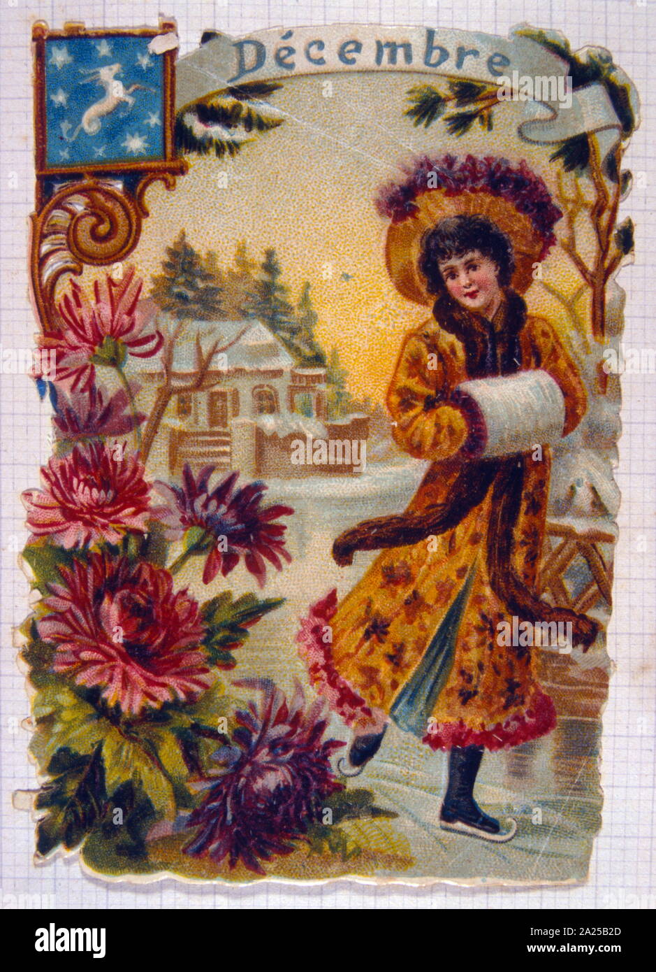 French calendar picture for December 1900 Stock Photo