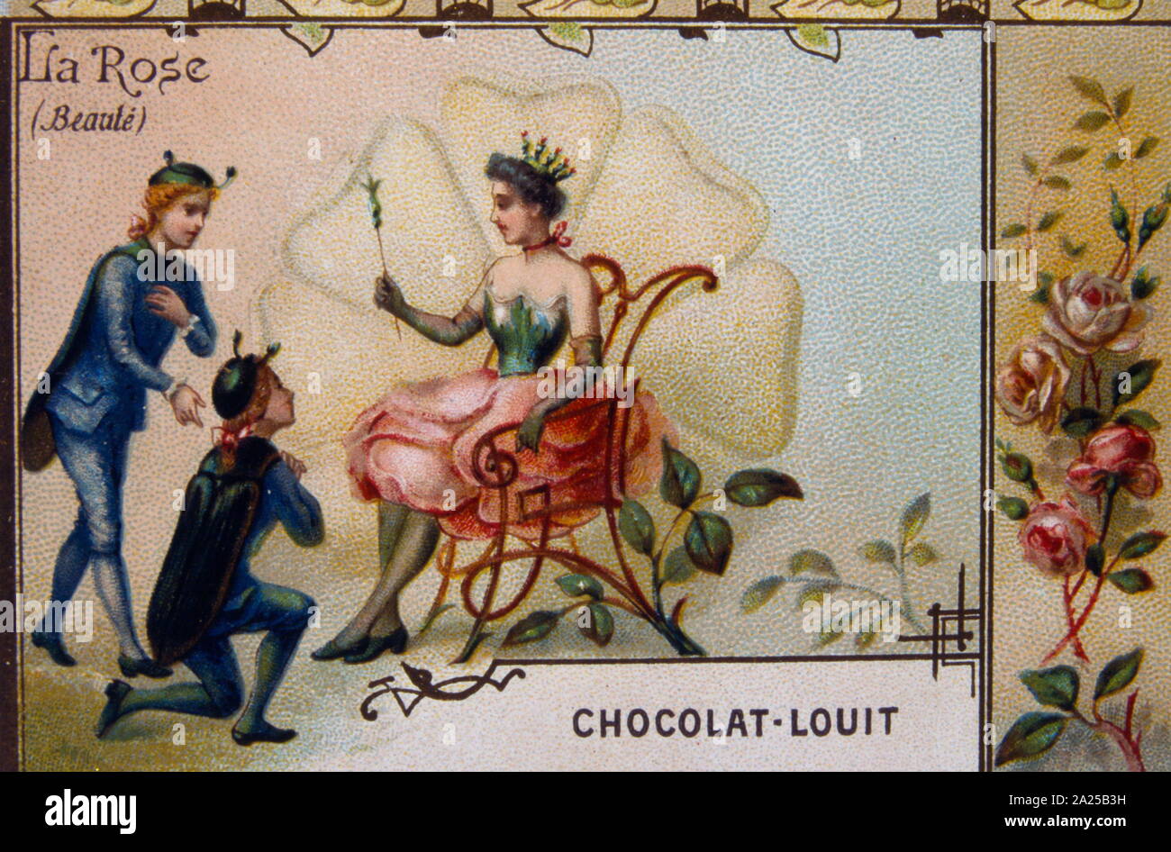 chromolithograph advert for chocolat-Louit, French, 1900 Stock Photo ...