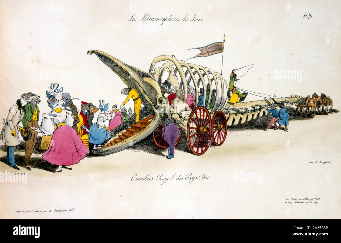 Jean-Ignace-Isidore Gerard Grandville, 'Les Metamorphoses du jour' 1829.illustration from a famous series of political caricatures Stock Photo