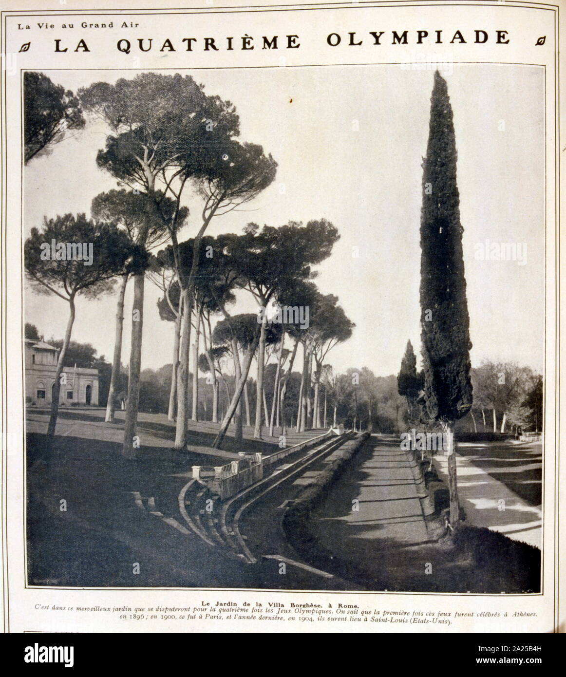 Illustration showing the Garden of the Villa Borghese, Rome, Italy. 1805 Stock Photo