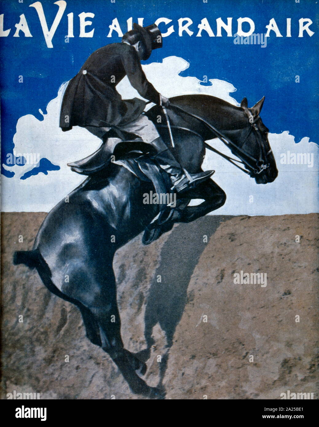 French magazine cover showing a female equestrian rider. 1905 Stock Photo