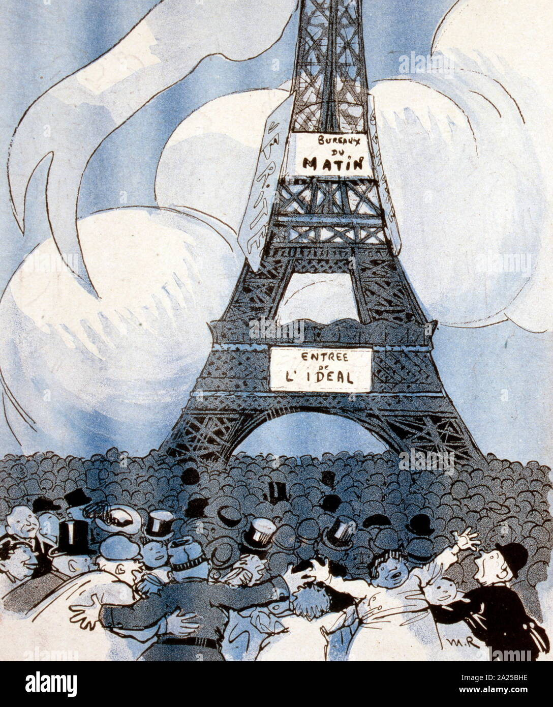 French satirical Illustration, depicting democratic discourse in Paris. 1907 Stock Photo
