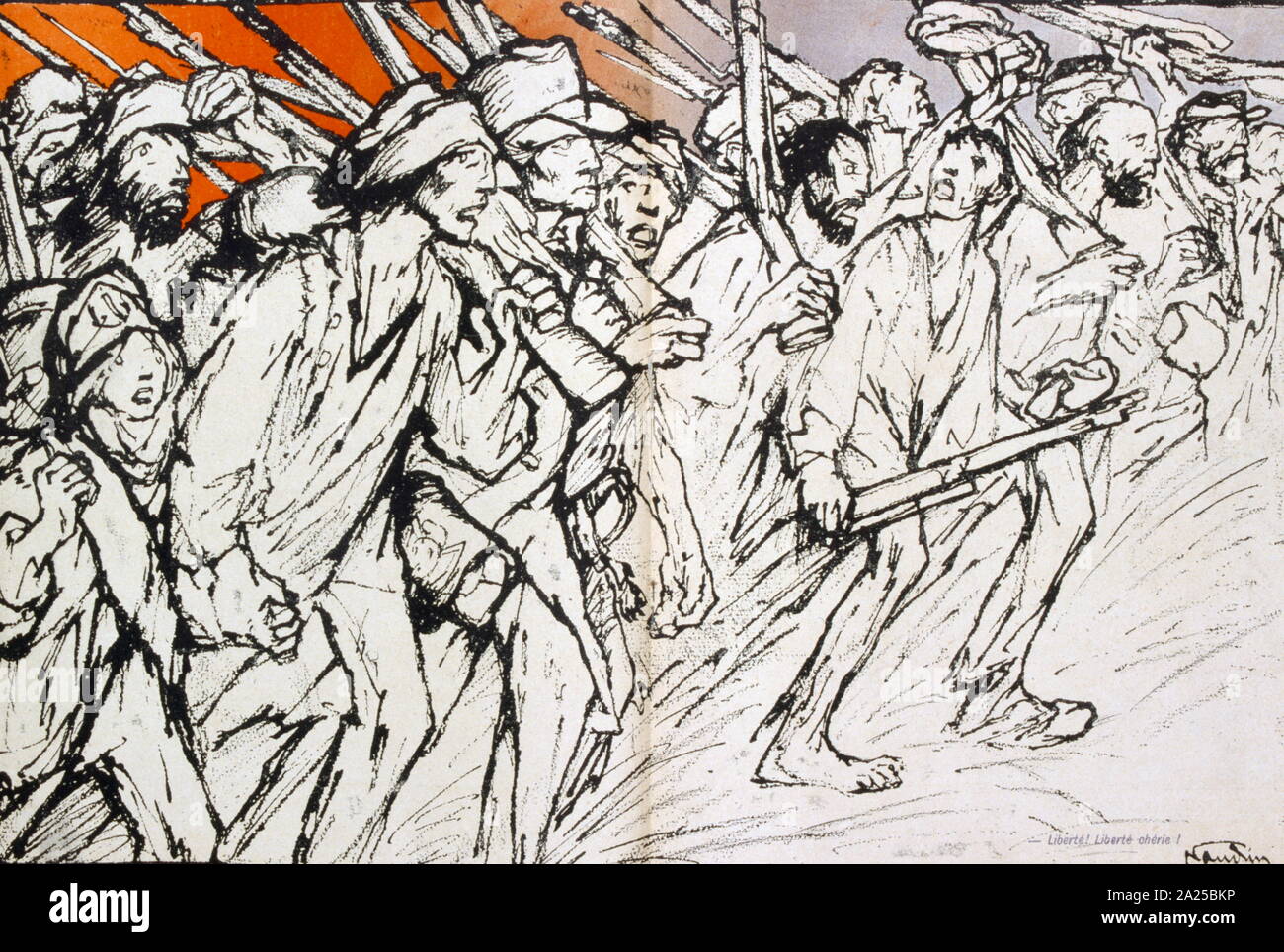 French illustration showing a revolutionary mob 1907 Stock Photo