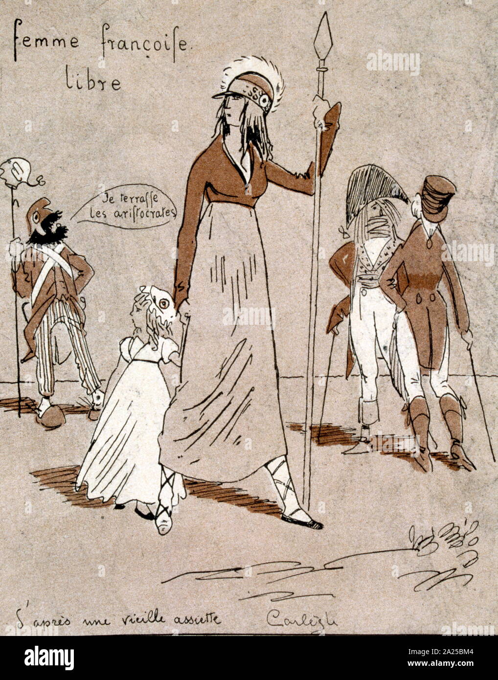 Power Freedom And A French Flower French satirical Illustration, depicting freedom for women after the