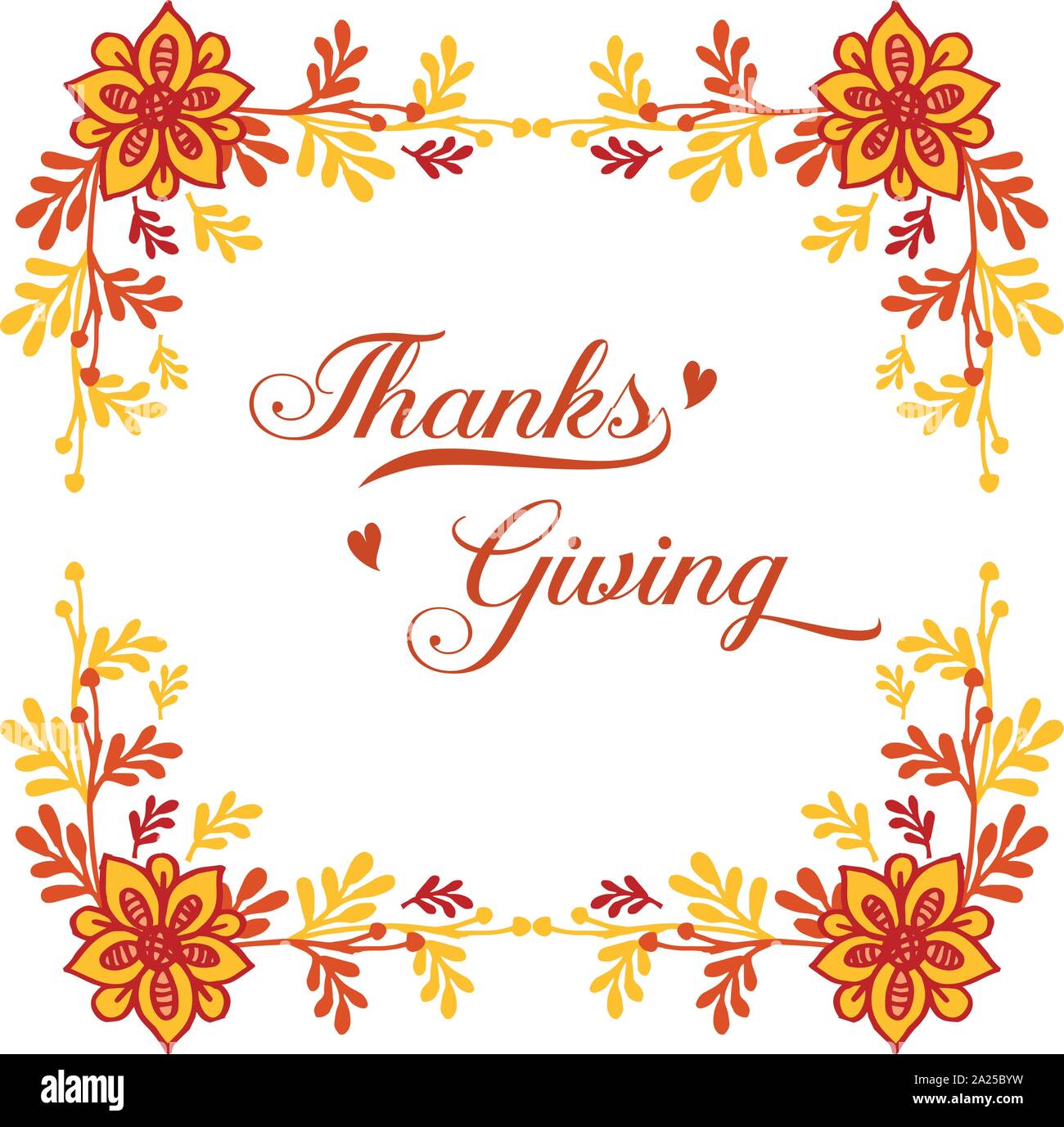 Lettering of thanksgiving, with vintage autumn leaf flower frame ...