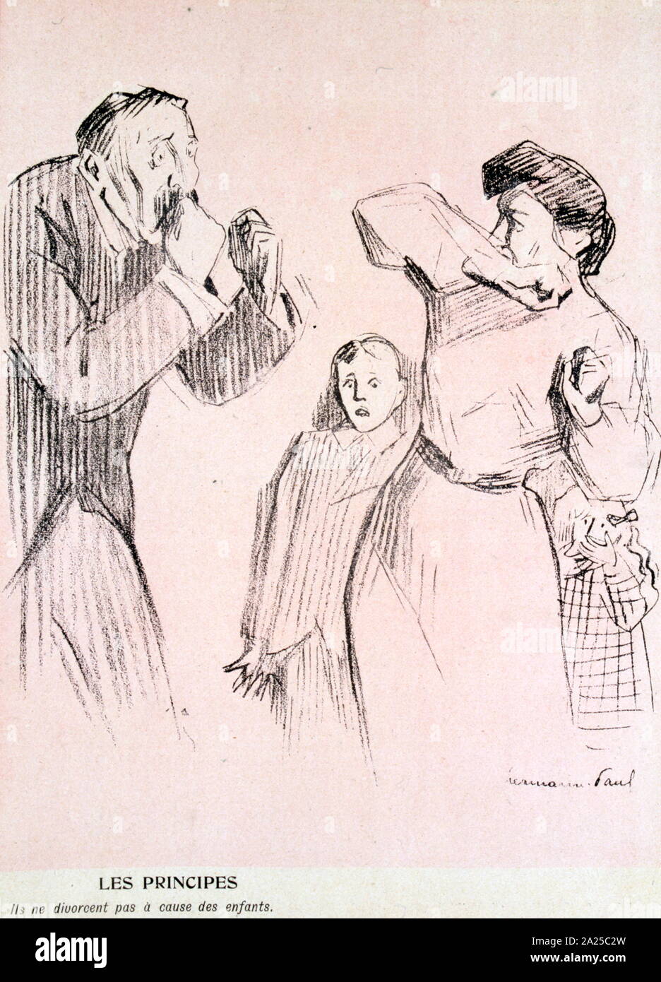 French illustration depicting divorce, 1905 Stock Photo