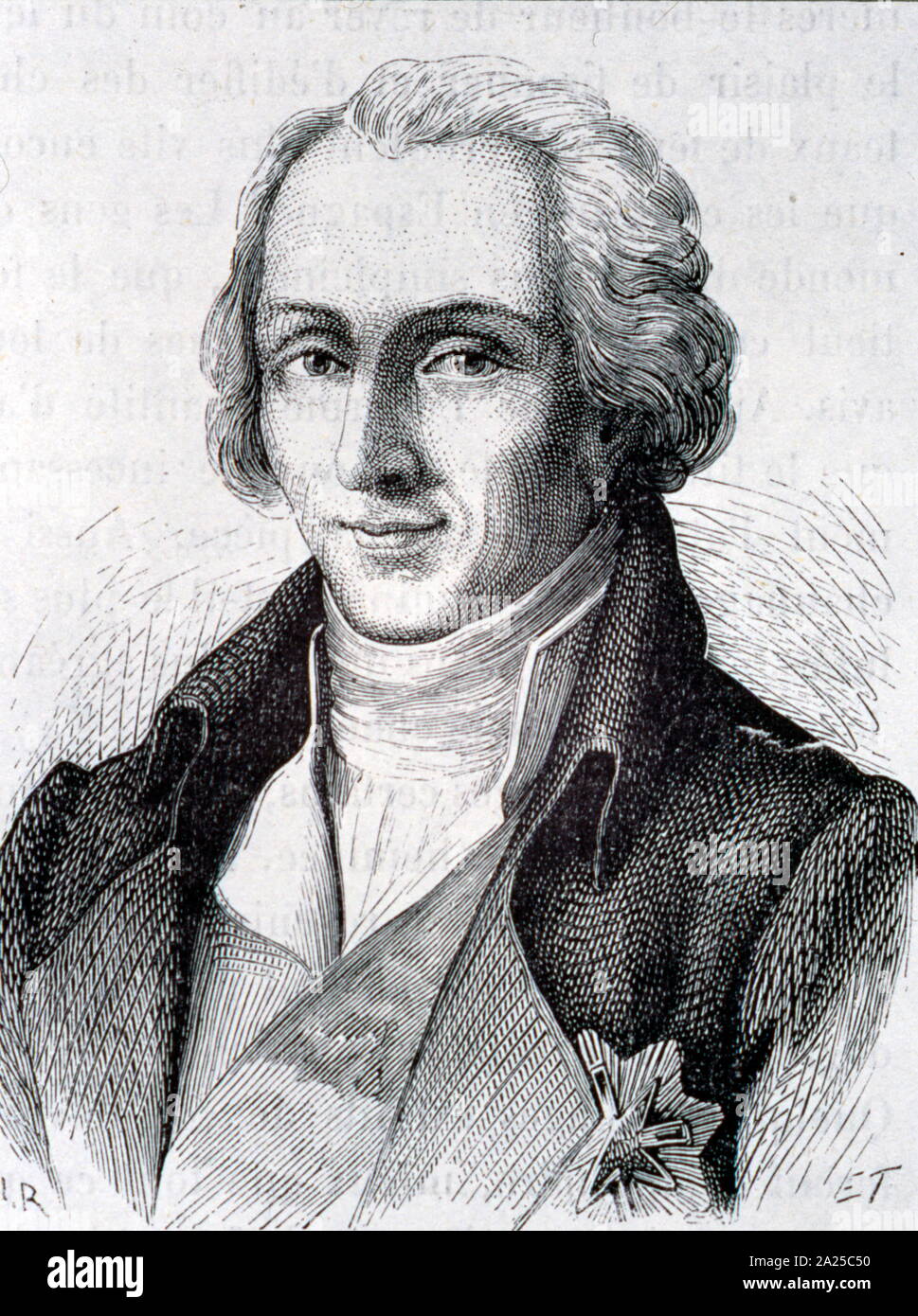 Sir Benjamin Thompson, Count Rumford, (1753 – August 21, 1814) was an American-born British physicist and inventor whose challenges to established physical theory were part of the 19th-century revolution in thermodynamics. Stock Photo