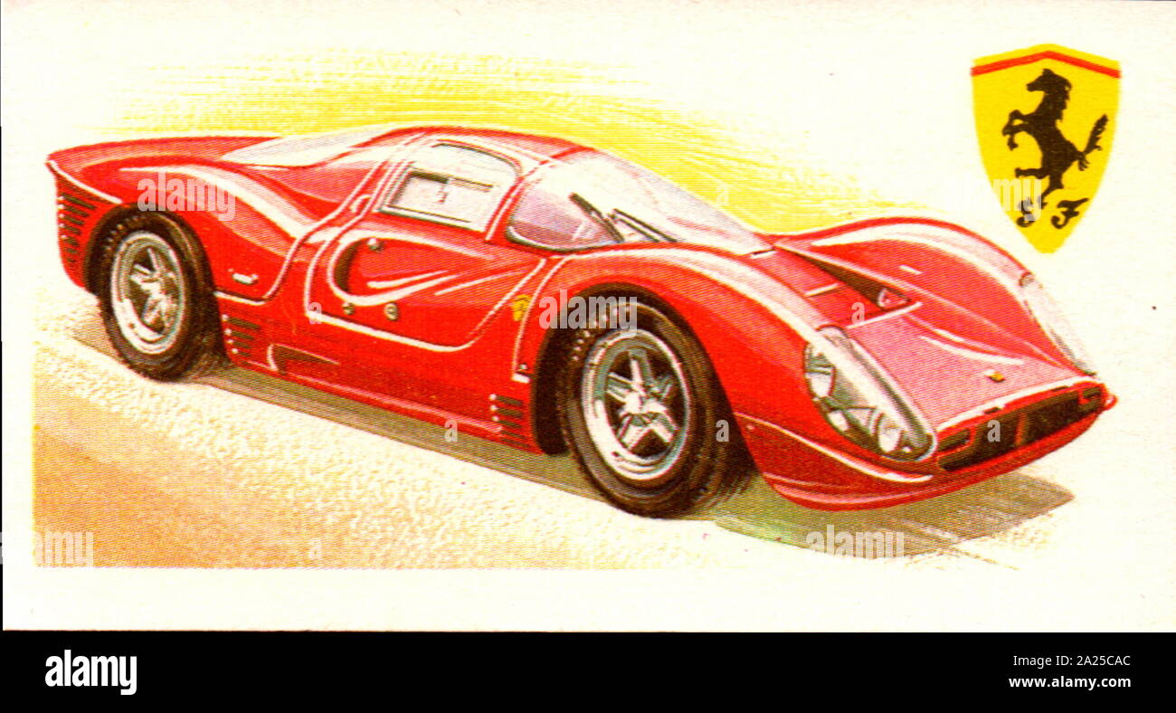 1967 Ferrari P4, 4 Litres sports racing car. Only four Ferrari P4-engined cars were ever made: three new 330 P4s and one ex P3 chassis (0846). Their three-valve cylinder head was modelled after those of Italian Grand Prix-winning Formula One cars Stock Photo