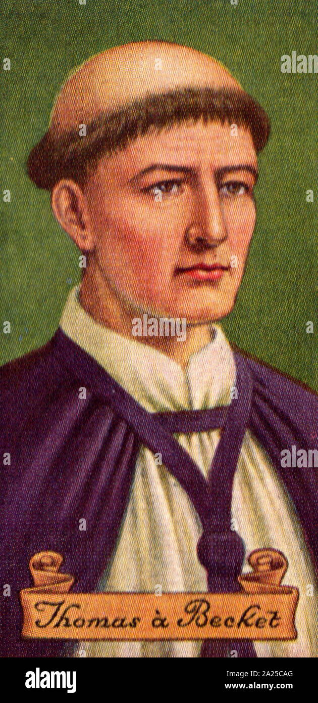 Thomas Becket (Saint Thomas of Canterbury, c. 1119 – 1170), Archbishop of Canterbury from 1162 until his murder in 1170. Carreras cigarette card Stock Photo