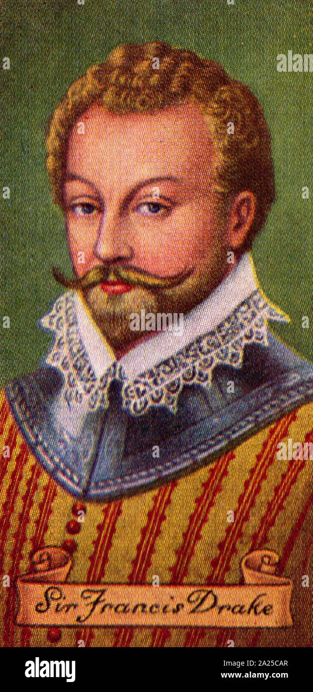 Sir Francis Drake (1540–1595), English explorer and privateer. Carreras cigarette card Stock Photo
