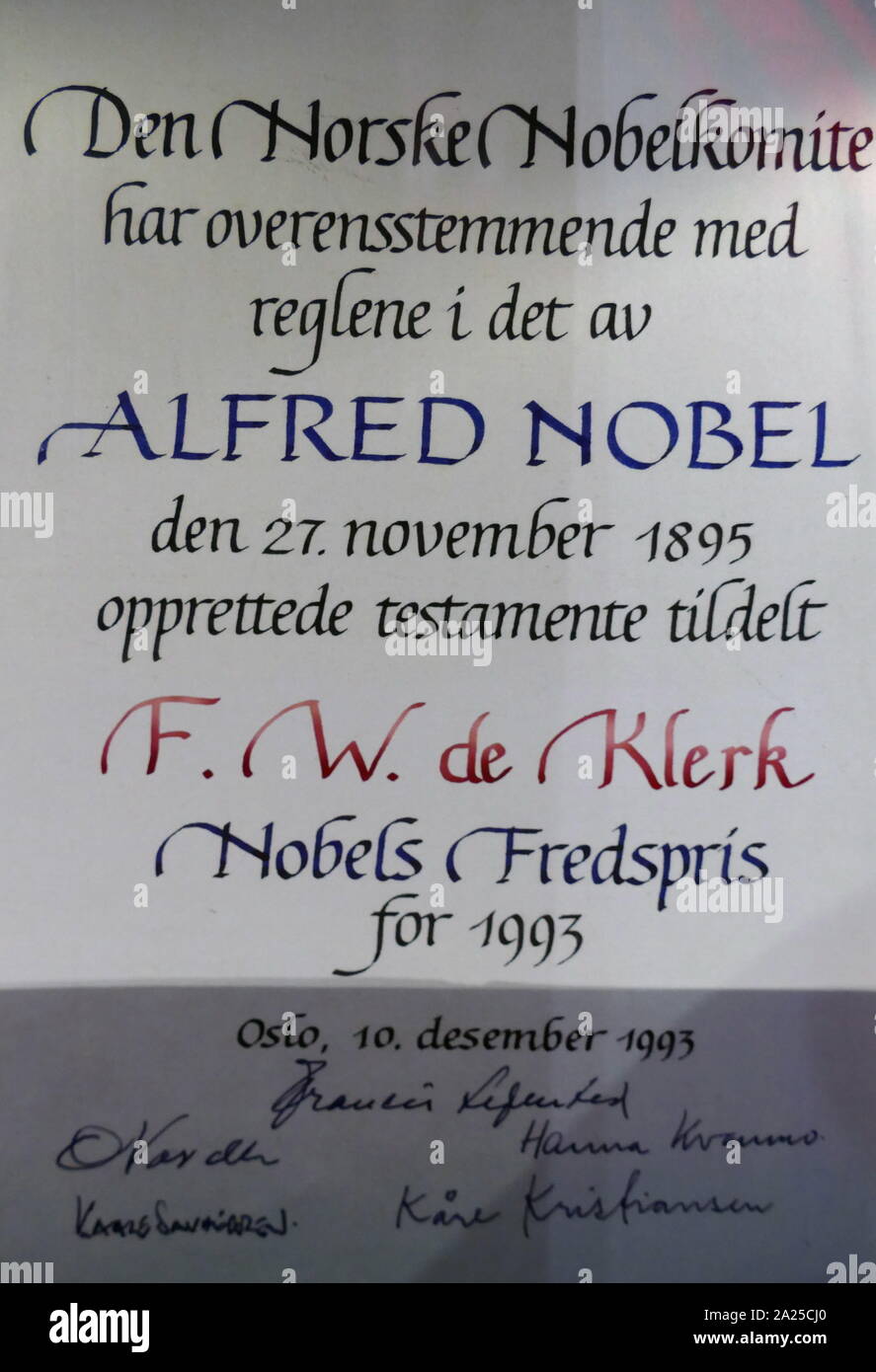 nobel peace prize certificate