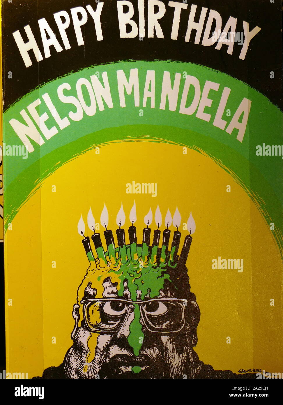 Propaganda poster for Nelson Mandela depicting Pik Botha the leader of the Apartheid administration. 1983. Apartheid was a system of institutionalised racial segregation that existed in South Africa from 1948 until the early 1990s. Apartheid was characterised by an authoritarian political culture based on baasskap (or white supremacy), which encouraged state repression of Black African, Coloured, and Asian South Africans for the benefit of the nation's minority white population. Stock Photo