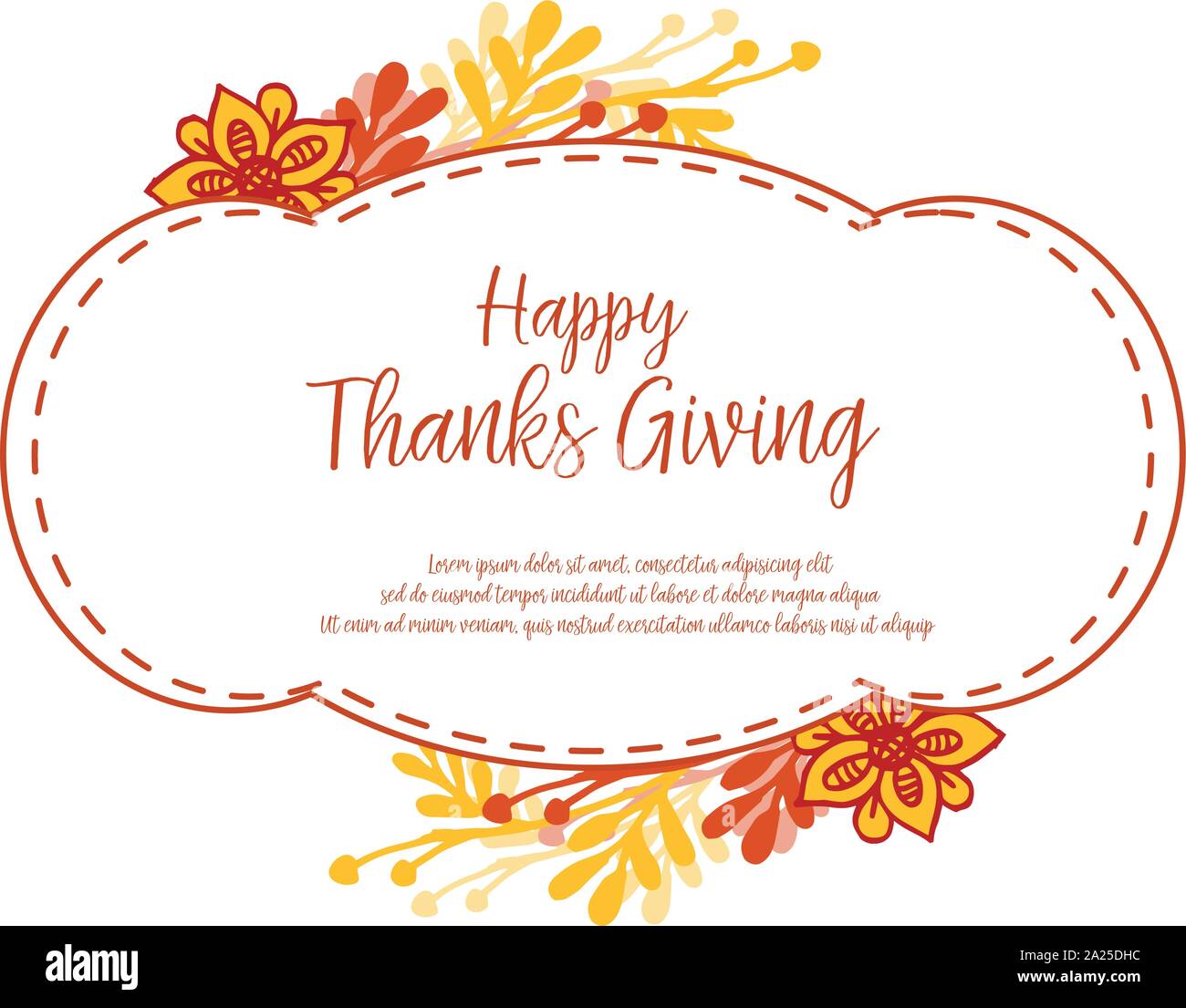 Text greeting card of thanksgiving, with artwork of autumn leaf frame ...