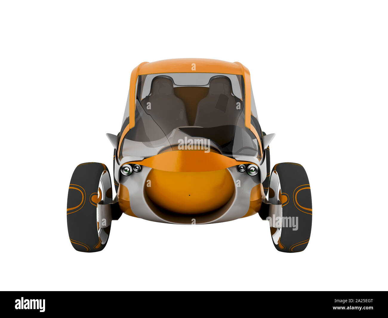 Modern electric car for  trip on the sidewalks orange with gray insets in front 3d render on white background no shadow Stock Photo