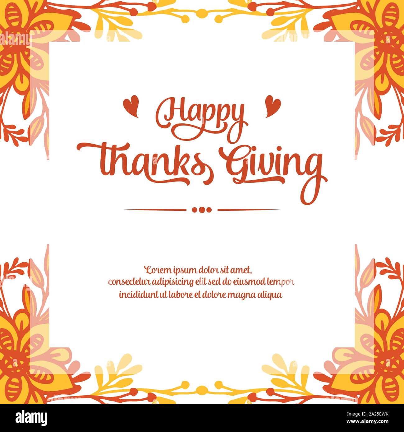 Lettering of thanksgiving, with vintage autumn leaf flower frame ...