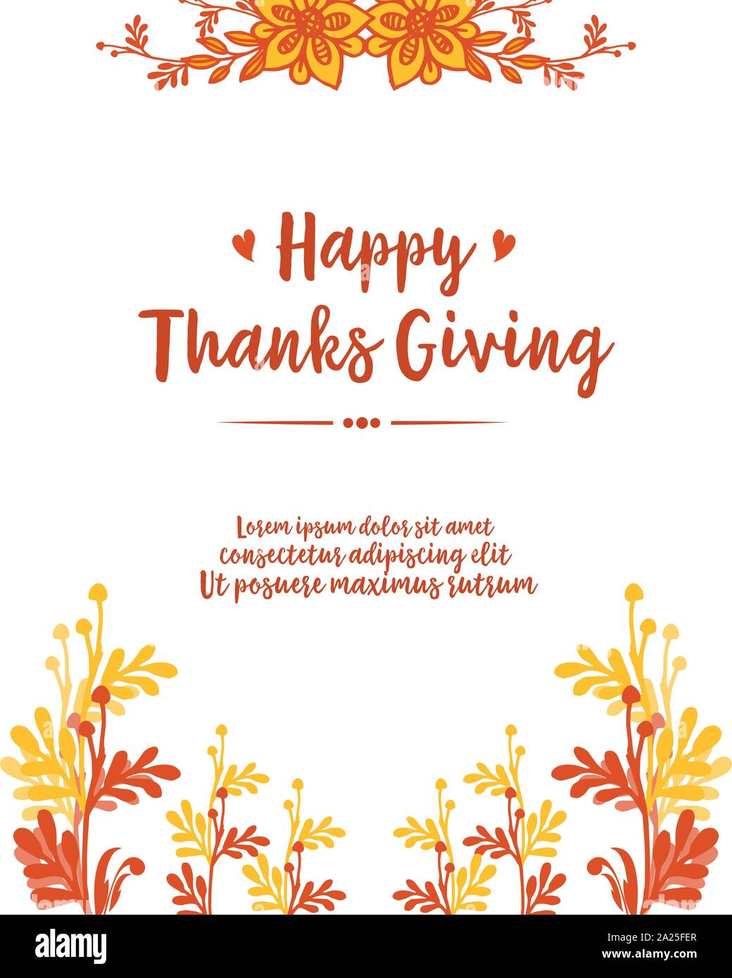 Invitation card of thanksgiving, with autumn leaves flower frame ...