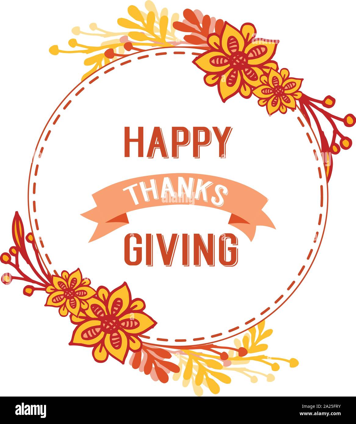 Lettering of thanksgiving, with vintage autumn leaf flower frame ...
