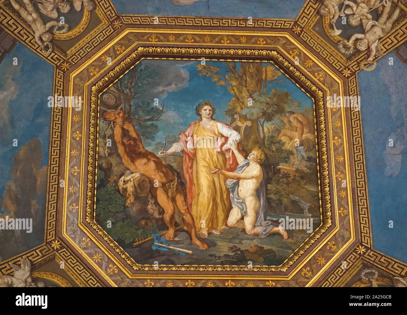 Decorative painting from inside the Vatican, Rome, Italy. Stock Photo