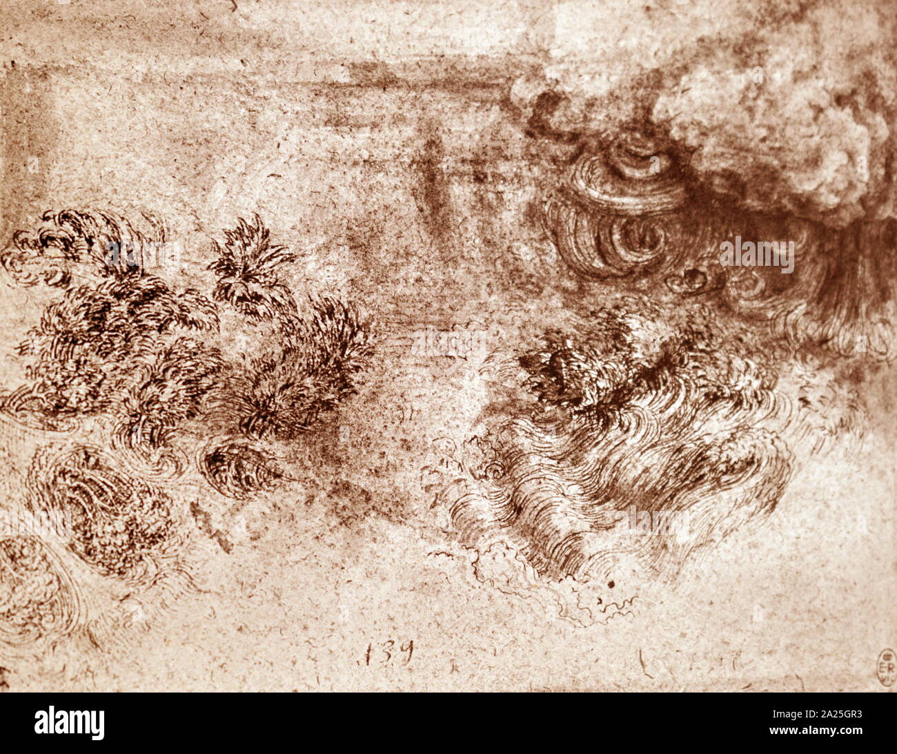 Sketch titled 'The Beginning of the Deluge' by Leonardo da Vinci