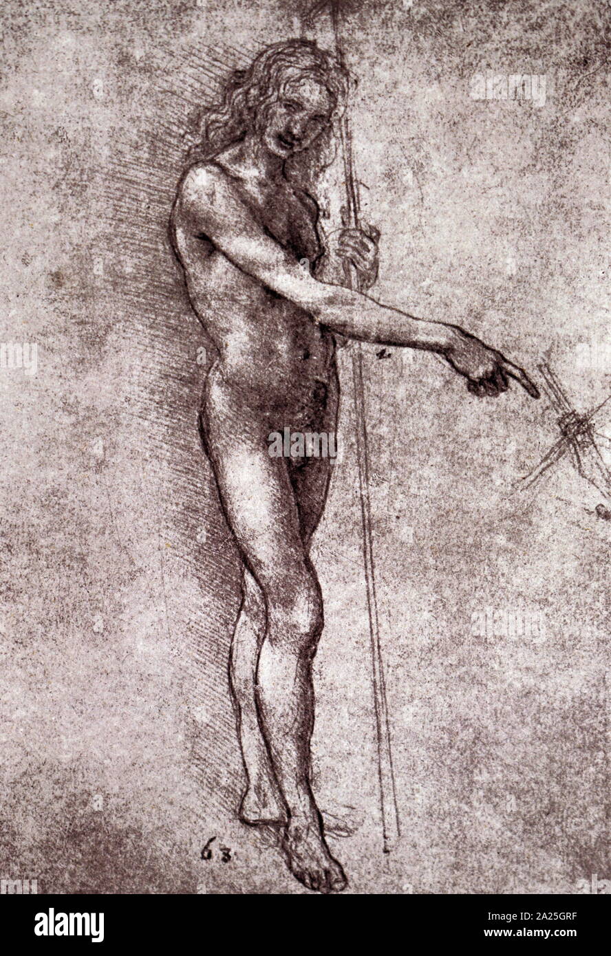 Study for St John the Baptist by Leonardo da Vinci. Leonardo di ser Piero  da Vinci (1452-1519) an Italian polymath of the Renaissance Stock Photo -  Alamy
