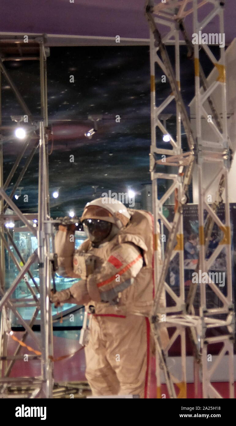 Girder structures of the Mir space station used for cosmonauts' ground training. Stock Photo