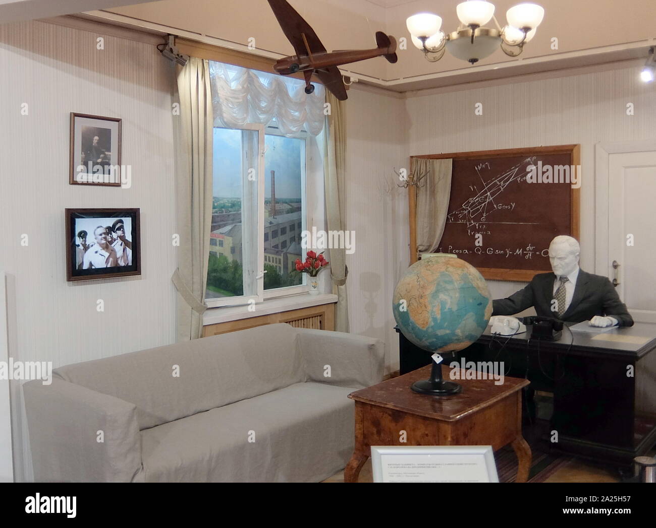 Reconstruction of the office of Sergei Korolev. Sergei Pavlovich Korolev (1906-1966) lead Soviet rocket engineer and spacecraft designer during the Space Race between the United States and the Soviet Union in the 1950s and 1960s Stock Photo