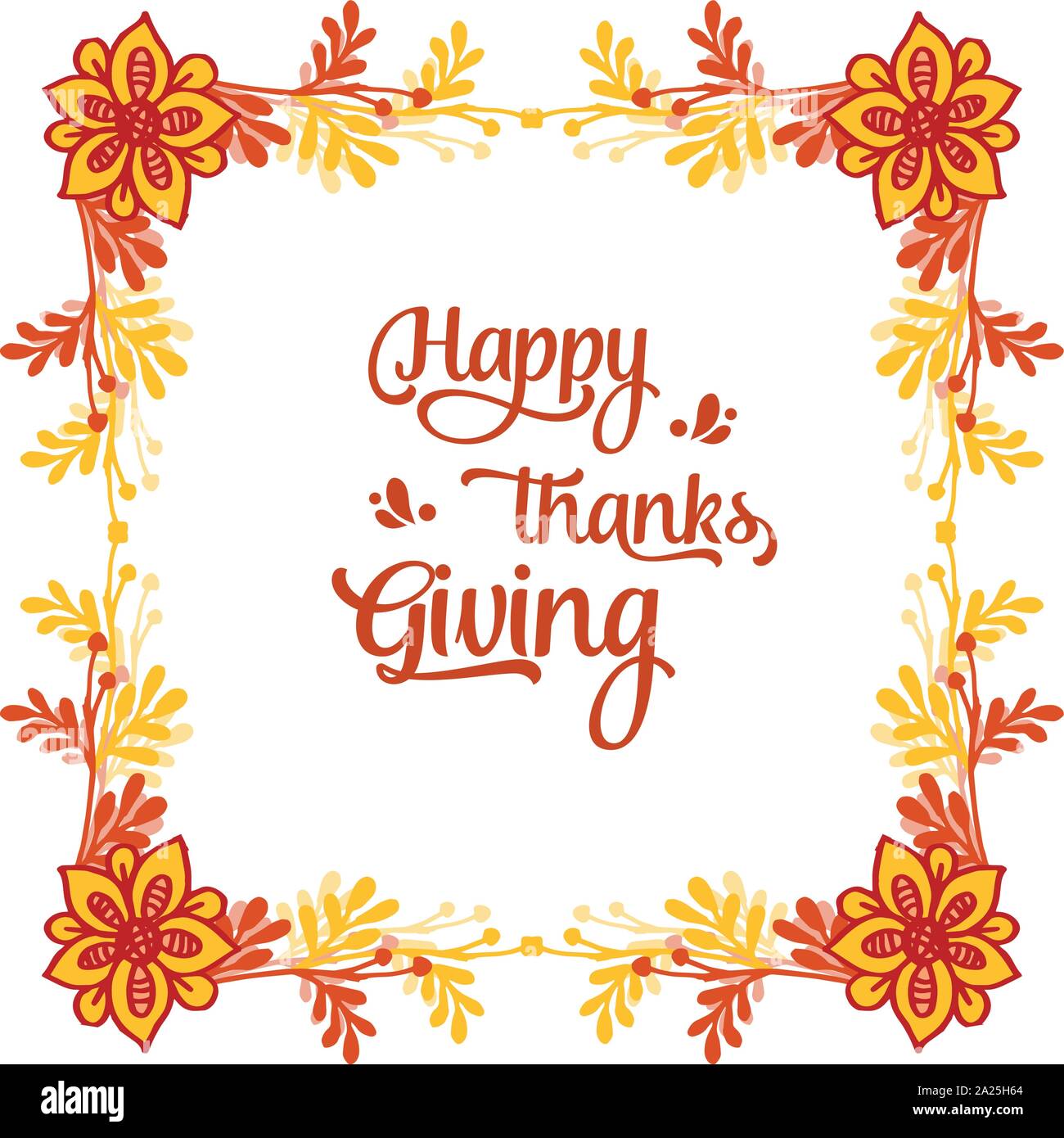 Text greeting card of thanksgiving, with artwork of autumn leaf frame ...