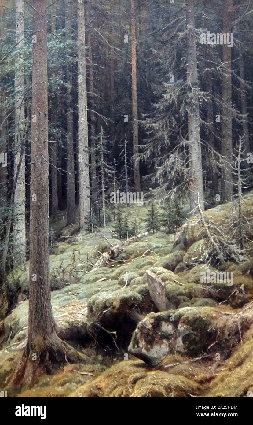 Painting titled 'Thickets' by Ivan Shishkin. Ivan Ivanovich Shishkin (1832-1898) a Russian landscape painter Stock Photo