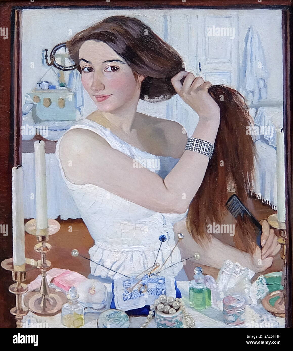Self-portrait titled 'At Toilet' by Zinaida Serebriakova. Zinaida Yevgenyevna Serebriakova (1884-1967) a Russian painter. Stock Photo