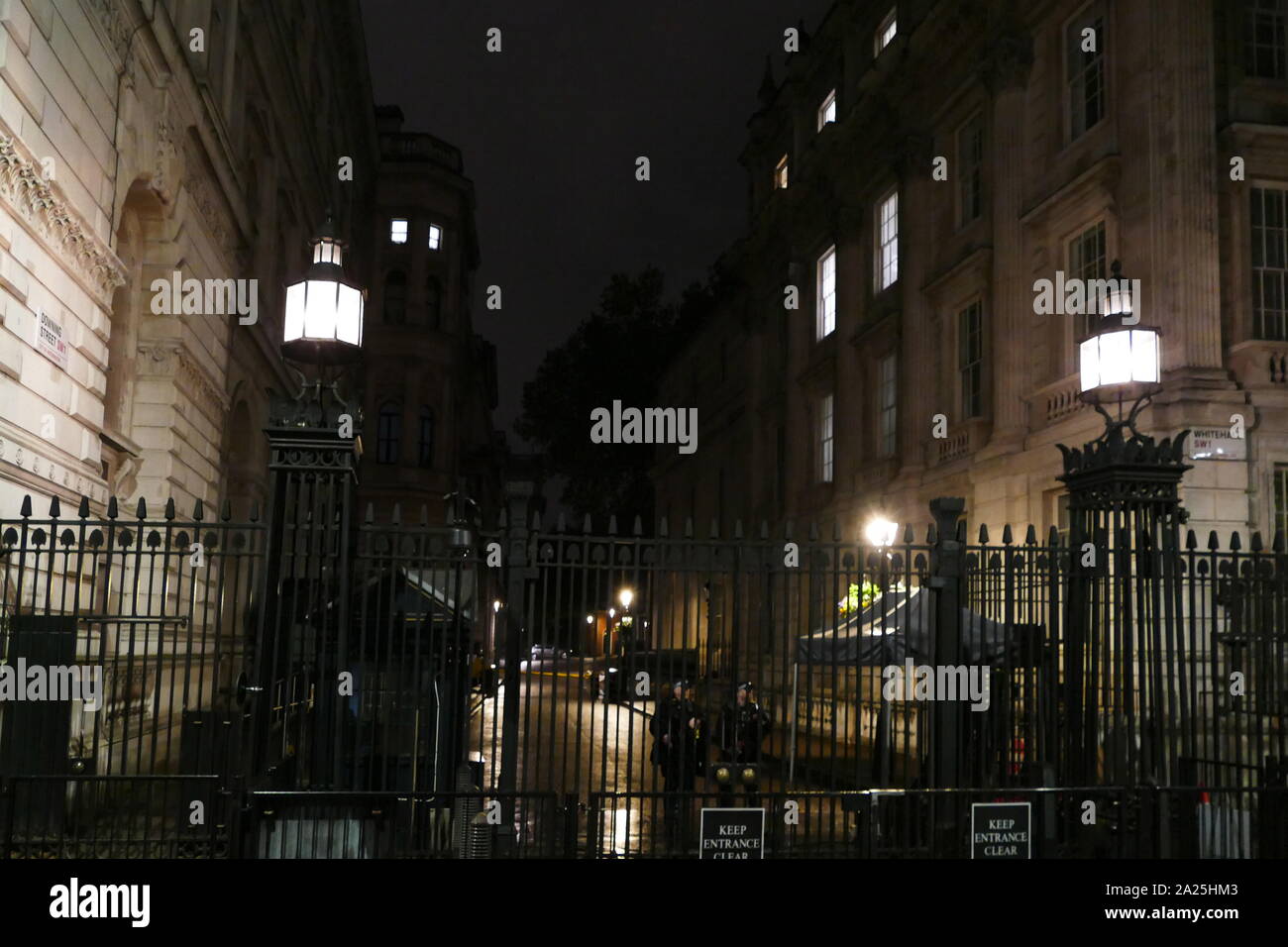 Gates guarding the entrance to Downing Street, London (home and office of the Prime Minister of the United Kingdom. Stock Photo
