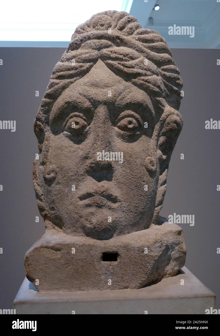 Limestone Head, (Roman-British), Found in Towcester First Century AD Stock Photo