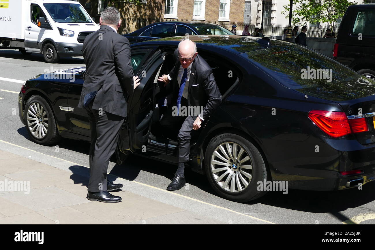 US Ambassador to the UK arrives at the Cabinet Office for talks ahead of the visit of the US President, Donald Trump. Robert Wood 'Woody' Johnson IV (born April 12, 1947) is an American businessman, philanthropist, and diplomat who is currently serving as United States Ambassador to the United Kingdom Stock Photo