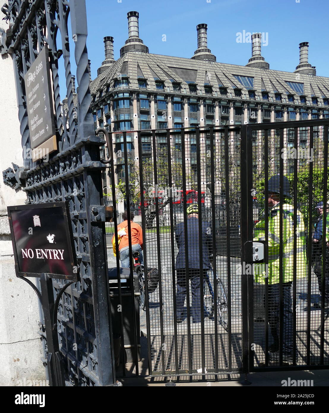 Boris Johnson (born 19 June 1964), British politician cycles into Parliament in London, may 2019 Stock Photo
