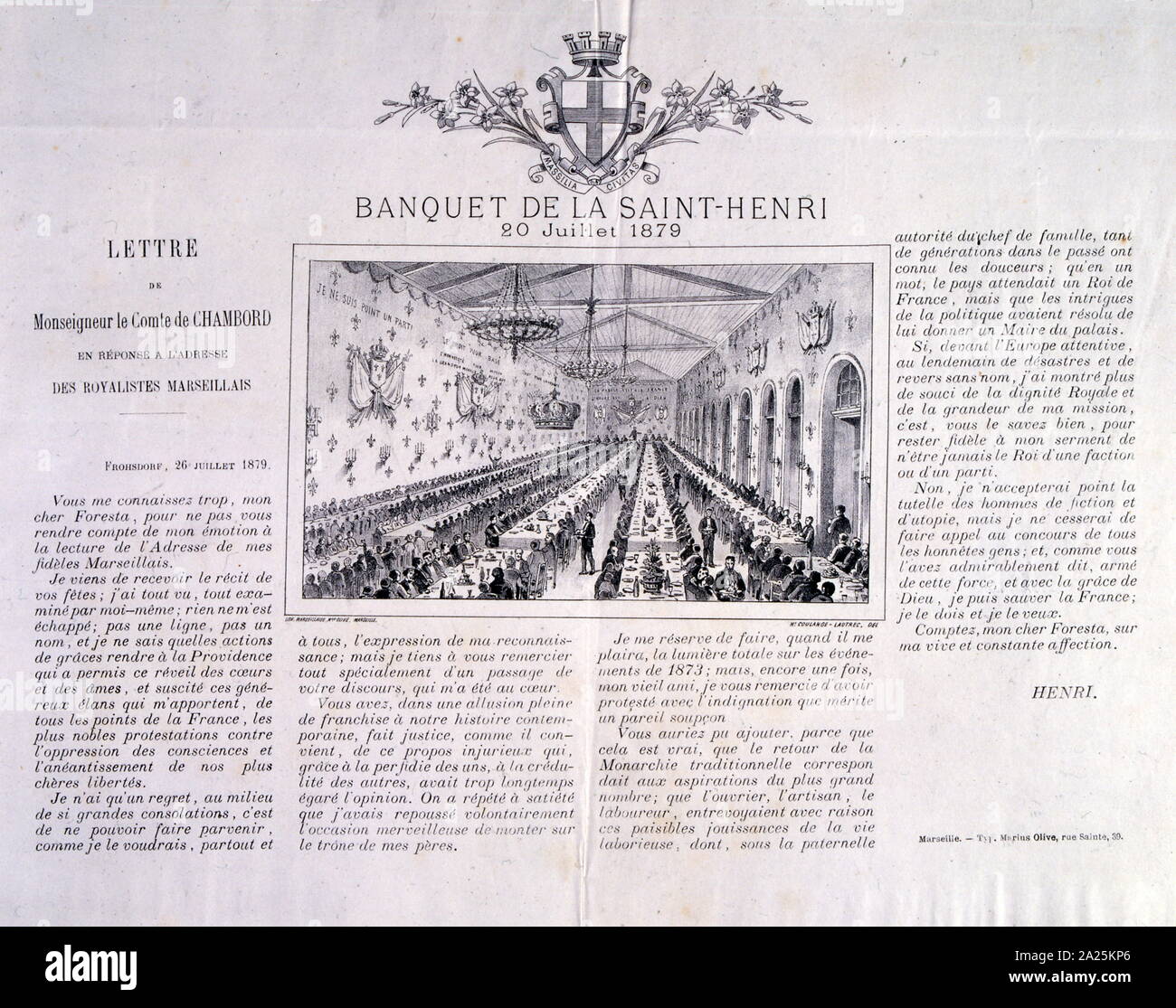 Royalist banquet Paris, France 1879 Stock Photo