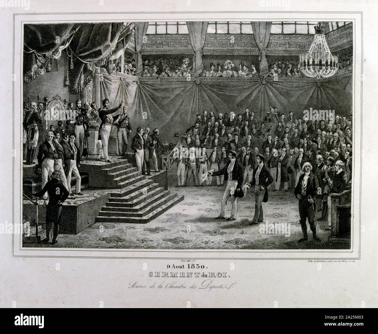 August 9, 1830. Oath of the King. Session of the Chamber of Deputies. Louis Philippe I (6 October 1773 – 26 August 1850) was King of the French from 1830 to 1848 as the leader of the Orléanist party during the July Revolution of 1830 Stock Photo