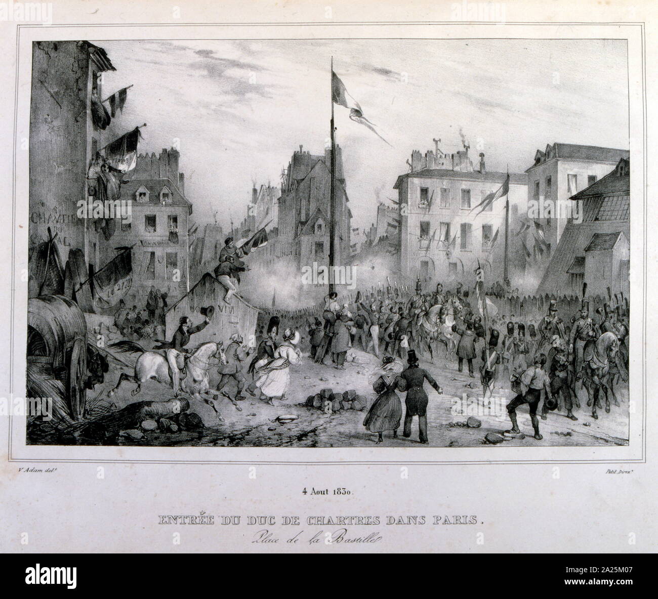 Illustration depicting events during the French 'July Revolution' of 1830. Stock Photo