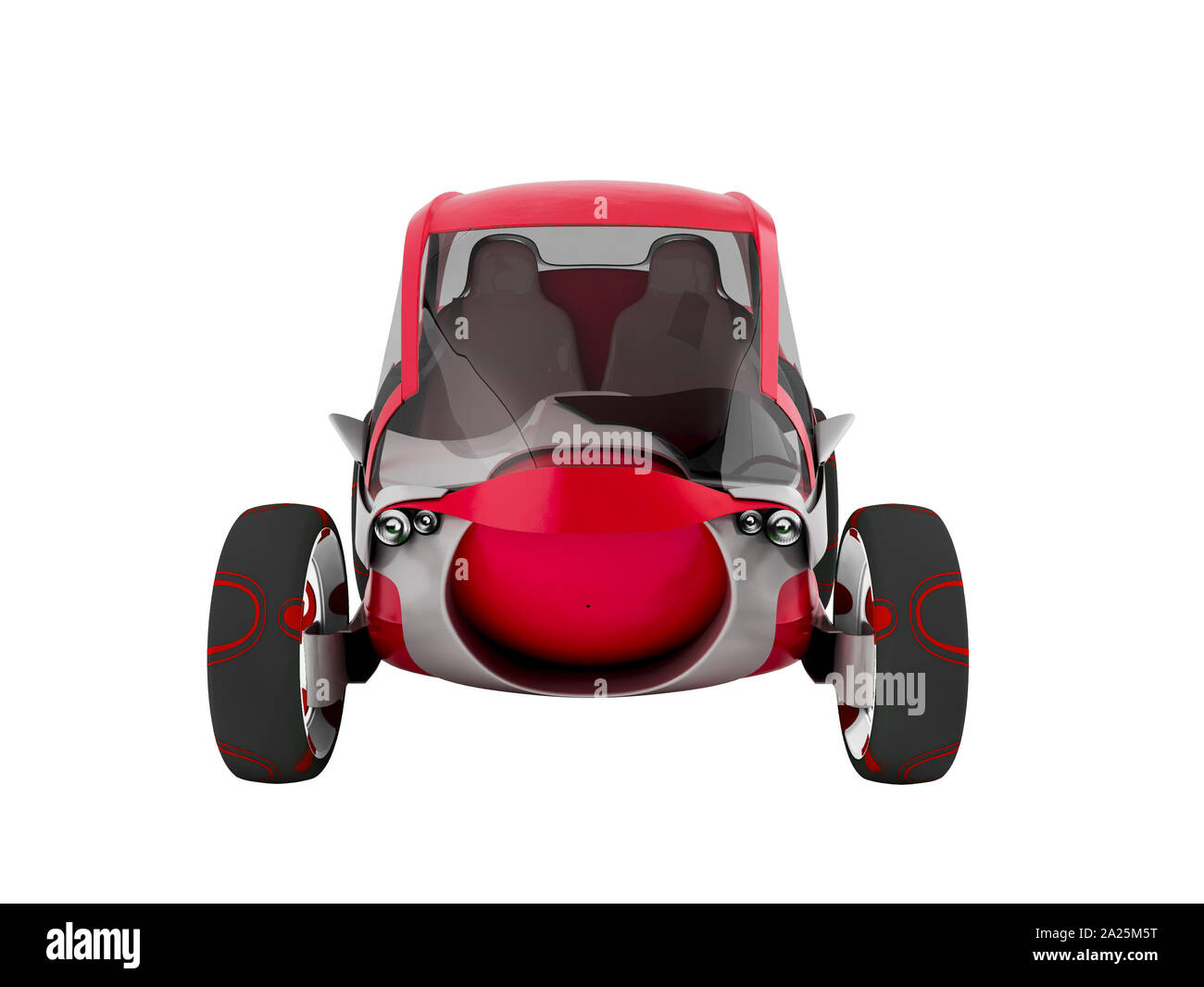 Modern electric car for travel on sidewalks red with gray insets 3D render on white background no shadow Stock Photo