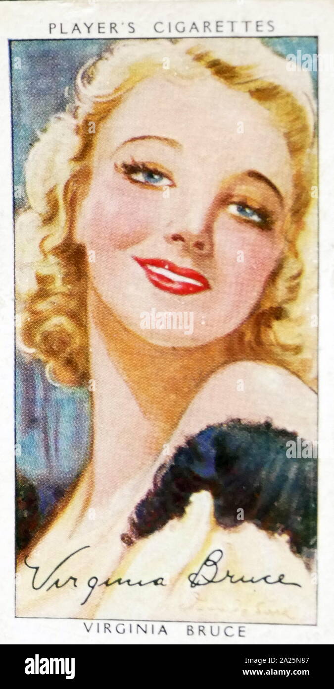 Player's Cigarettes card depicting Virginia Bruce. Virginia Bruce (1909-1982) an American actress and singer. Stock Photo