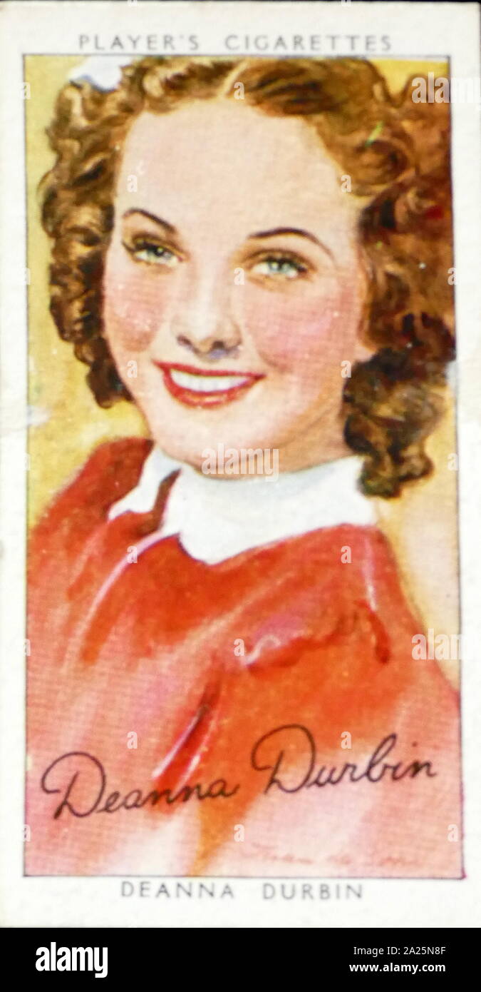 Player's Cigarettes card depicting Deanna Durbin. Edna Mae Durbin (1921-2013) a Canadian-born actress and singer. Stock Photo