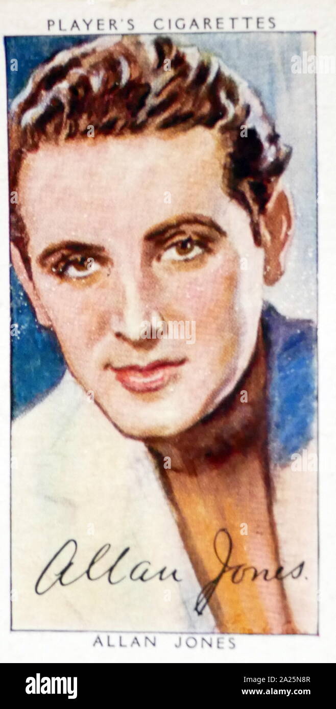 Player's Cigarettes card depicting Allan Jones. Allan Jones (1907-1992) an American actor and tenor Stock Photo