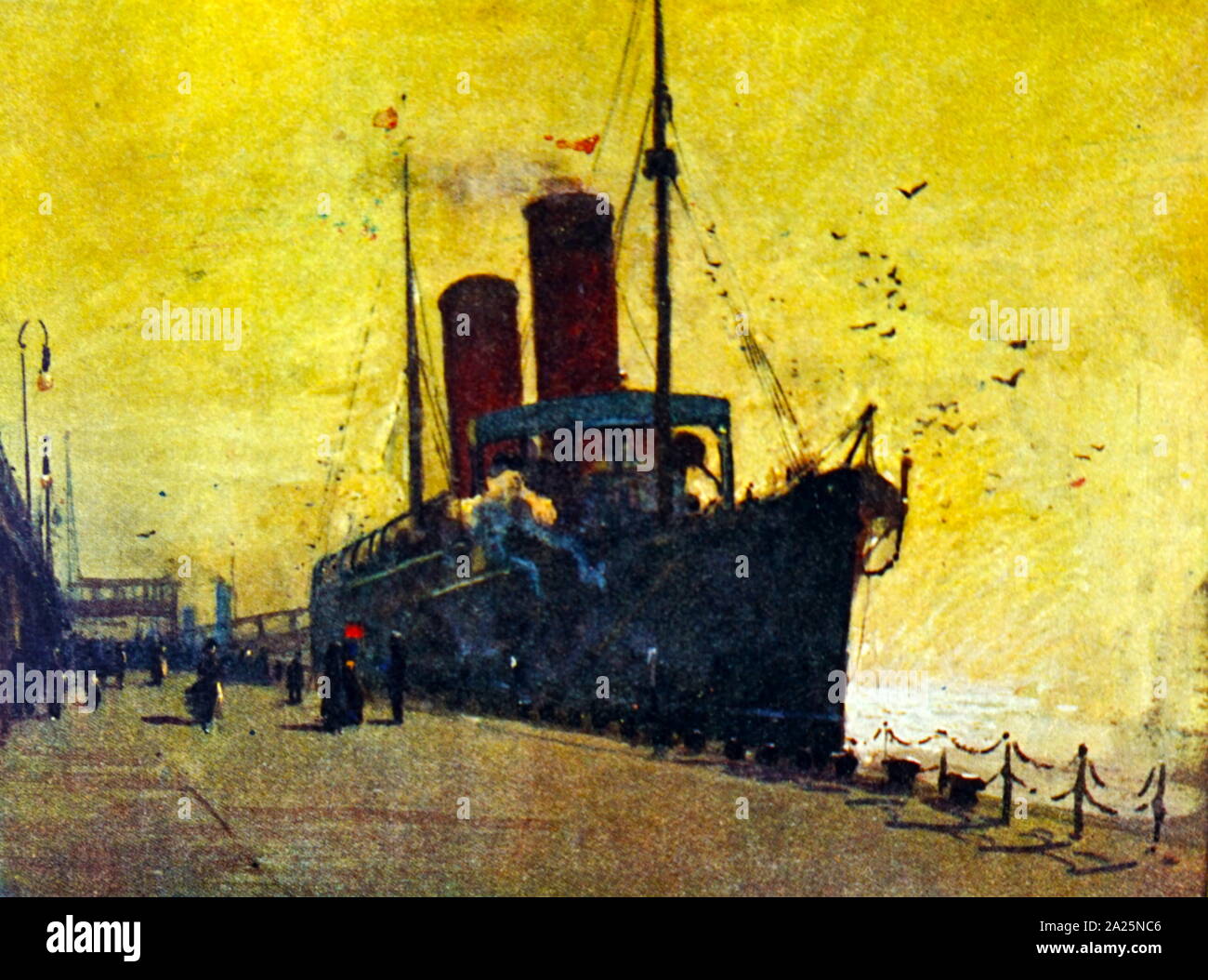 Watercolour painting depicting the RMS "Lucania" belonging to the