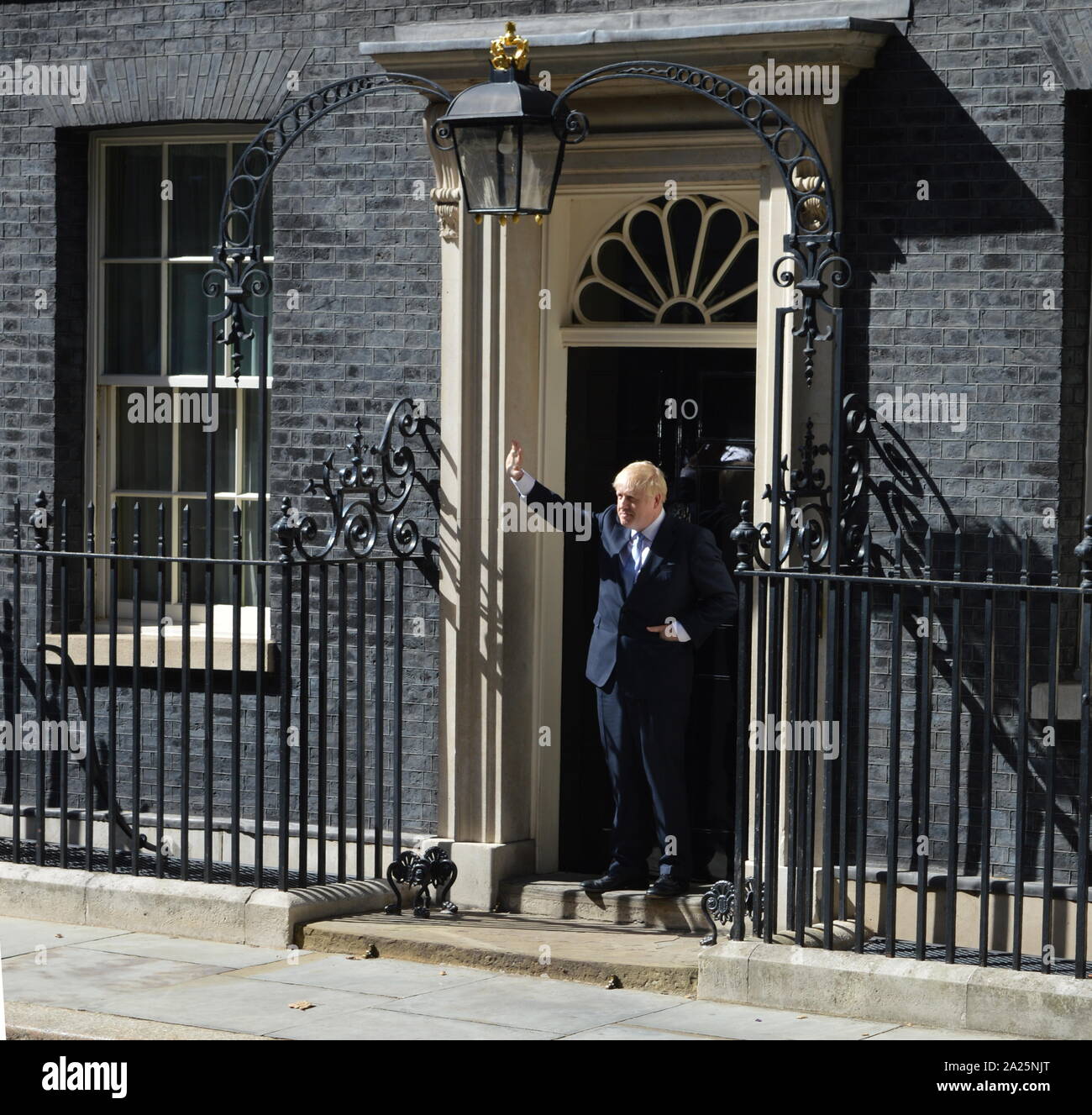 Boris johnson; (born 19 june 1964), british politician & prime minister of the united kingdom and leader of the conservative party since july 2019. boris johnson arriving in downing street on his first day as prime minister 24th july 2019 Stock Photo