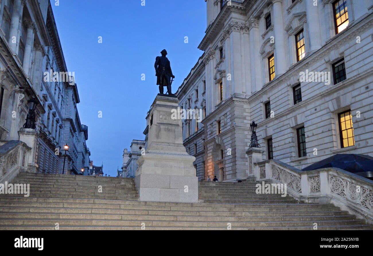 Road linking the treasury and foreign office, government ministries in whitehall, london Stock Photo