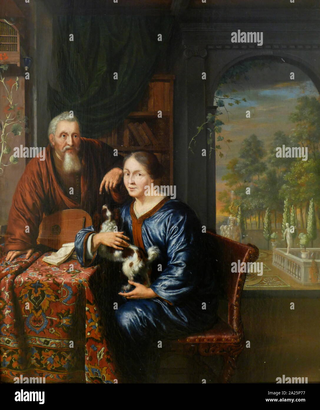 Painting titled 'a dutchman and his wife' by willem van mieris. willem van mieris (1662-1747) a dutch painter Stock Photo