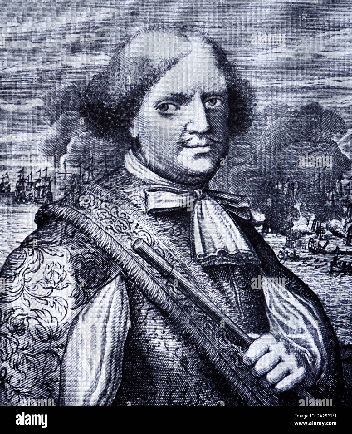 Woodcut portrait of sir henry morgan (1635-1688) a welsh privateer, landowner, slaveholder and, later, lieutenant governor of jamaica. Stock Photo